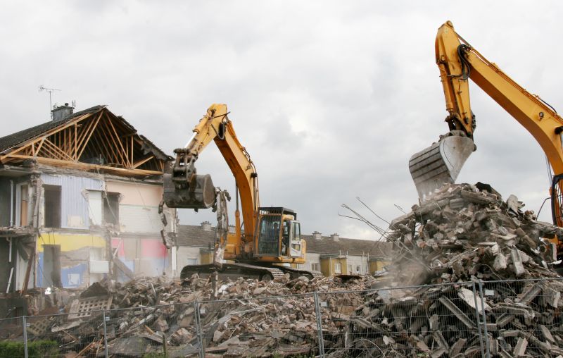 Demolition Crew Operating Machinery